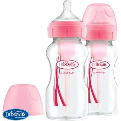 Dr.Browns láhev antikolik Options široké hrdlo plast růžová WB92601 2x270ml
