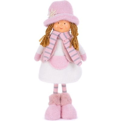 Postavička MagicHome Dievčatko s ružovým klobúkom ružové látkové 16x10x36 cm