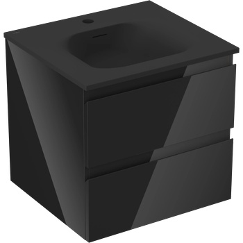 Mexen Orio шкаф за баня 50 cm с мивка Vela, 2 чекмеджета, черен гланц/черен мат - 91A10-05047-2-BFF70-W23M71 (91A10-05047-2-BFF70-W23M71)