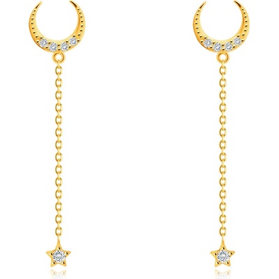 Šperky eshop diamantové ze žlutého zlata půlměsíc brilianty krátký řetízek puzety BT506.77