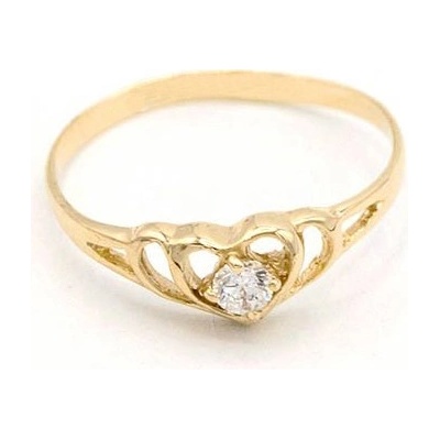 B&B Goldinvestic Zlatý srdíčko s bílým kamínkem N5637