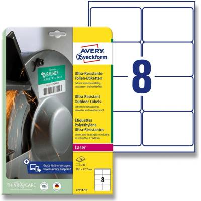 Avery Zweckform L7914-10 ultra odolné etikety 99,1 x 67,7 mm 80 etiket bílá