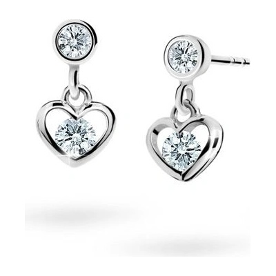 Danfil detské náušnice srdiečka C1943 z bieleho zlata white balónik