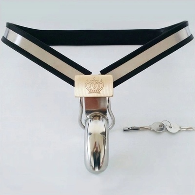 BDSM nerezový Y typ pás cudnosti pro muže Provedení s modrým silikonovým lemem Obvod pasu 60 - 90 cm – Zboží Dáma
