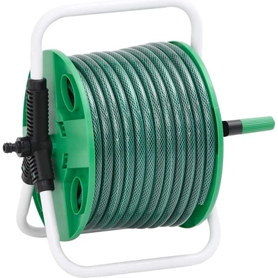 vidaXL Свободностояща макара за маркуч със зелен маркуч 0, 5" 30 м PVC (3281511)