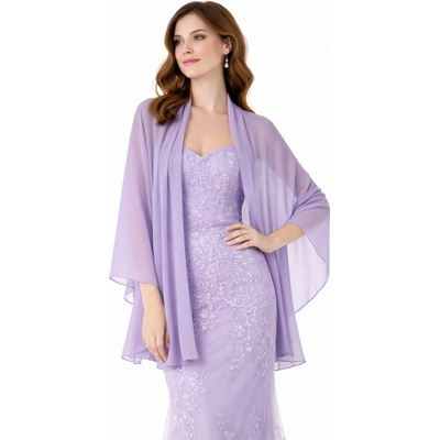 Šifónový šál přes společenské šaty Tmavě fialová