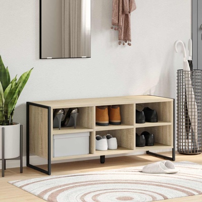 vidaXL Шкаф за обувки 100 x 35 x 44 см Инженерна дървесина Сонома (886451)