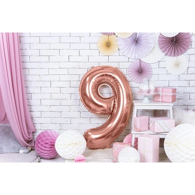 Party Deco FB1M-9-019R Fóliový balón Číslo ružové zlato 86cm 9