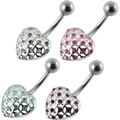 Šperky4U stříbrný piercing do pupíku srdíčko BP01175-A