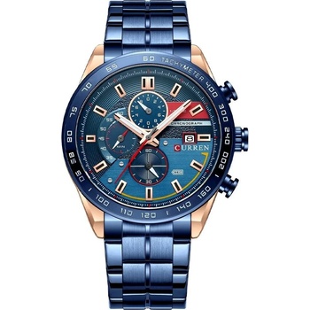 Curren Мъжки часовник Curren Rheot, Неръждаема стомана, Хронограф, Син / Розово Злато (CURREN-8410-BLUE-ROSEGOLD)