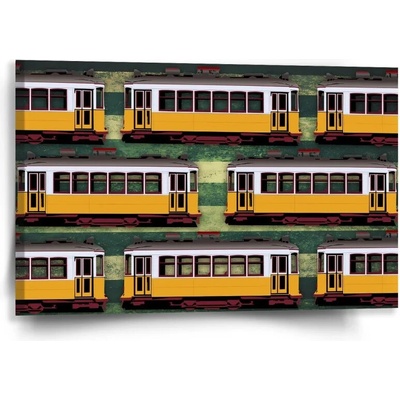 Sablio Obraz Lisabonské historické električky Zelený Pattern - 60x40 cm