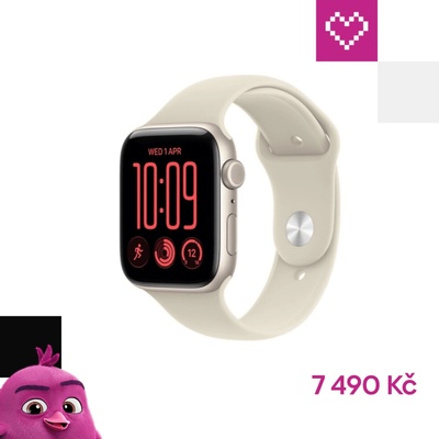 Apple Watch SE 3 Cellular 40mm Hvězdně bílý hliník s pískovým sportovním řemínkem M/L MJLE4MP/A