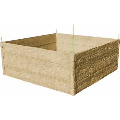 Barigadi Vyvýšený záhon betónový 200 x 200 cm výška 75 cm vzor drevo pieskovec