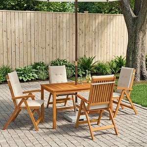 vidaXL 5-Piece Garden Dining Set 4-местни Кремаво (3434554)