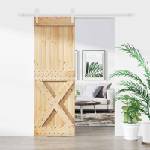 vidaXL Преплъзваща се врата 80 x 210 cm Масивна борова дървесина (3445173)