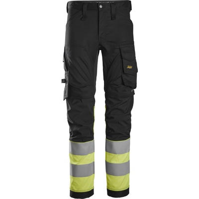 Snickers Workwear kalhoty AllroundWork Stretch reflexní třída 1 černé/žluté