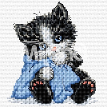 Milena Style Сънливо коте - гоблен със схема