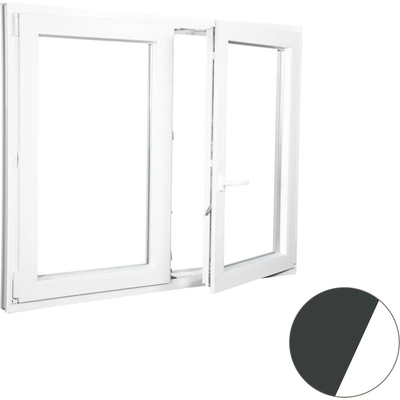 Aluplast Plastové okno dvoukřídlé antracit/bílé 1700 x 1100 mm Pravé, Dvojsklo Ug= 1,1