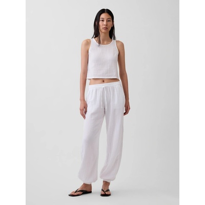 GAP Mušelínové kalhoty Barrel Joggers Bílá