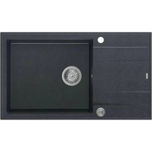 Quadron Unique Evan 136 XL вградена композитна мивка черна - неръждаема стомана 86x50 см (HCQE58650U8_BS_P2O) Мивка за вграждане