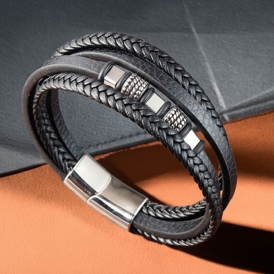 Daniel Dawson pánský náramek Roberto chirurgická ocel kůže NR2250-OPK1503/23 černá 23 cm