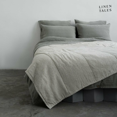 Linen Tales Ľanový prešívaný pléd v prírodnej farbe Melange 220x230
