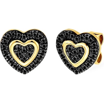 SAVICKI Обеци със сърце savicki: златни. черни диаманти