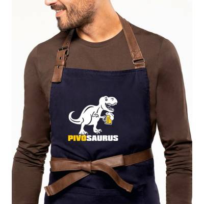 Kariban HobbyTriko Zástěra EXCLUSIVE Pivosaurus Černošedá