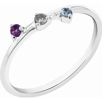 Eppi Minimalistický prsten se třemi drahokamy Idalia R43373