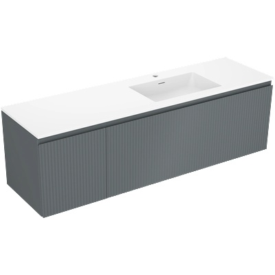 Mexen Rivel баня шкаф 160 см с мивка Otis дясно, 1S, 1D, оребрена, графит/бял мат - 91A23-16047-3-BBFF66-W18P01 (91A23-16047-3-BBFF66-W18P01)