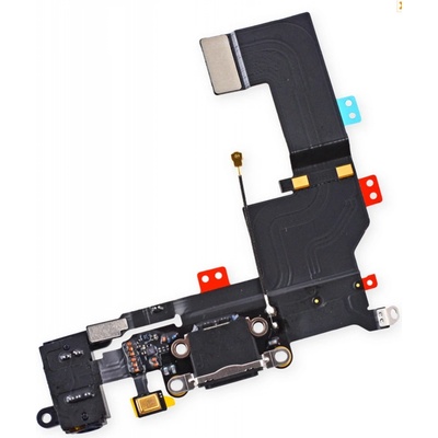Apple iPhone 5S - Nabíjecí Konektor + Mikrofon + Jack Konektor PCB Deska (Black), Black