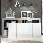 mc Akcent Комод LENOR 184x93x42 см бял/сив бетон (MC0144)