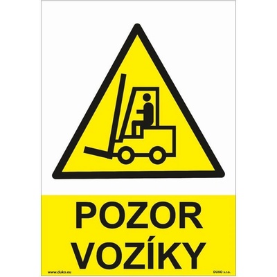 DUKO POZOR VOZÍKY Formát: 148 x 210 mm, Materiál: plast 1 mm, samolepící vinylová fólie