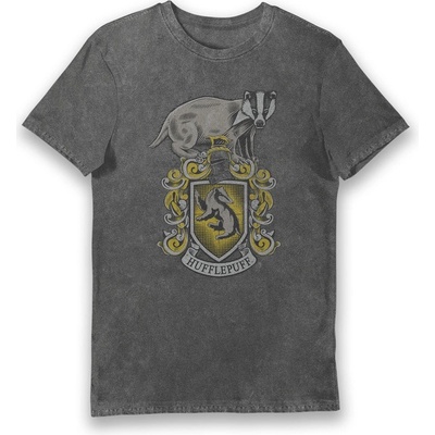 Bioworld tričko pánské Hufflepuff/Mrzimor Harry Potter šedé