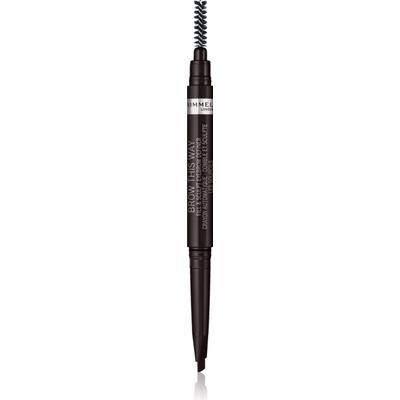 Rimmel Brow This Way молив за вежди с четка 2 в 1 цвят 004 Soft Black 0, 25 гр