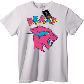 NOONEBRAND Тениска Звяр Пантера Неон - 2XL, White