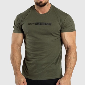 Iron Aesthetics Pánske fitness tričko Gym vojenské zelené