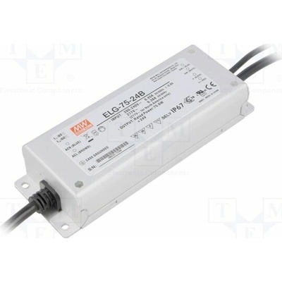 MEAN WELL ELG-75-24B Napájecí zdroj: spínaný; LED; 75W; 24VDC; 3,15A; 180÷295VAC; IP67