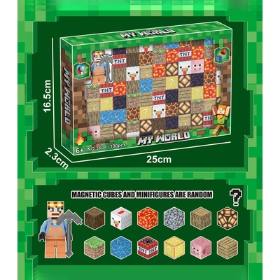 Armtoys ДЕТСКИ МАГНИТНИ КУБЧЕТА minecraft 100 ЧАСТИ