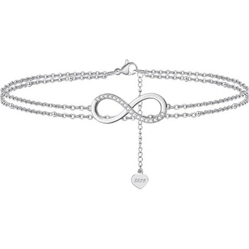 DELIS Сребърен глезен, jw530, модел "безкрайност", с родиево покритие (jw530)