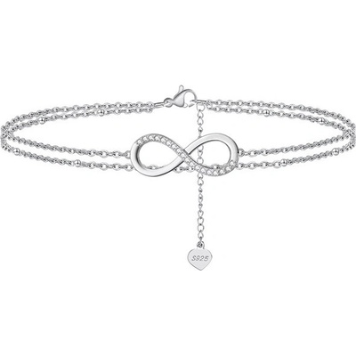 DELIS Сребърен глезен, jw530, модел "безкрайност", с родиево покритие (jw530)