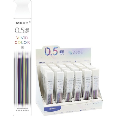 M&G Grafitové tuhy M&G Vivid Color HB/0,5mm barevný povrch 20 ks