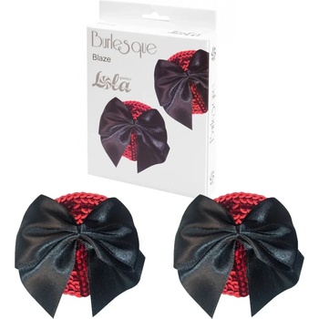 Пастиси за зърна с черна панделка, блестящи - Pasties Burlesque Blaze (3637-01LOLA)