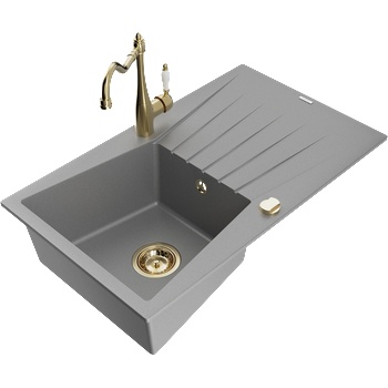 Mexen Cesar мивка от гранит с 1 отделение с отцедник и кухненски кран Carla, сив - 6514-71-670700-50 (6514-71-670700-50)