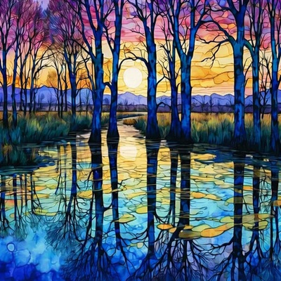 Norimpex diamantové malování Břízy u jezera 30 x 40cm