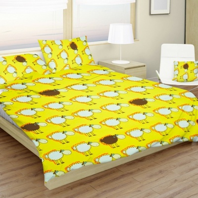 TiaHome Obliečky bavlna Ovečky žlté Detský set 130x90 65x45