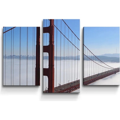 Sablio Obraz - 3-dílný Golden Gate v hmle - 75x50 cm
