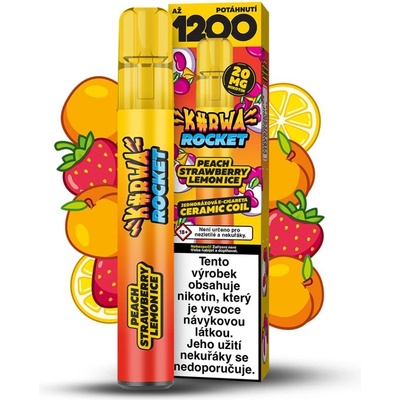 Kurwa Rocket Peach Strawberry Lemon Ice 20 mg 1 200 potahů – Zboží Dáma