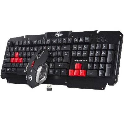Marvo KW509 Set klávesnice s optickou myší, CZ/Sk, herní sada, membránová typ bezdrátová, černá