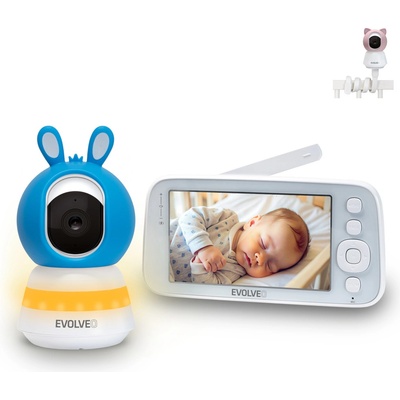 Evolveo Baby Monitor N5 - Súprava video monitora s 360° monitorovaním, obojsmernou komunikáciou a uspávankami, modrá